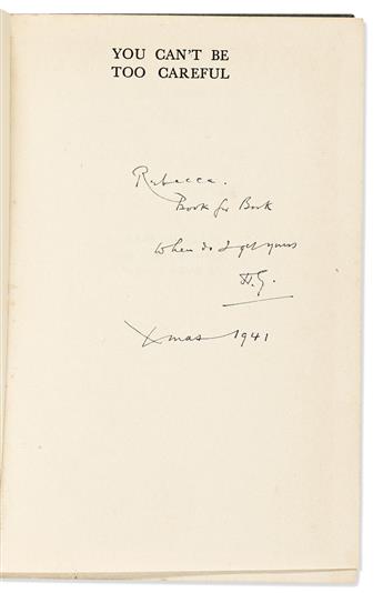 WELLS, H.G. Group of 14 books Inscribed and Signed, "H.G." or "J[aguar]," to Rebecca West ("Rebecca" or "Panther") or her son Anthony.